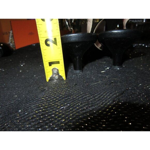 Horsebit Accent Black Vegan Leather Kitten Heel Slingbacks sz 35 or US 5 - Picture 5 of 10